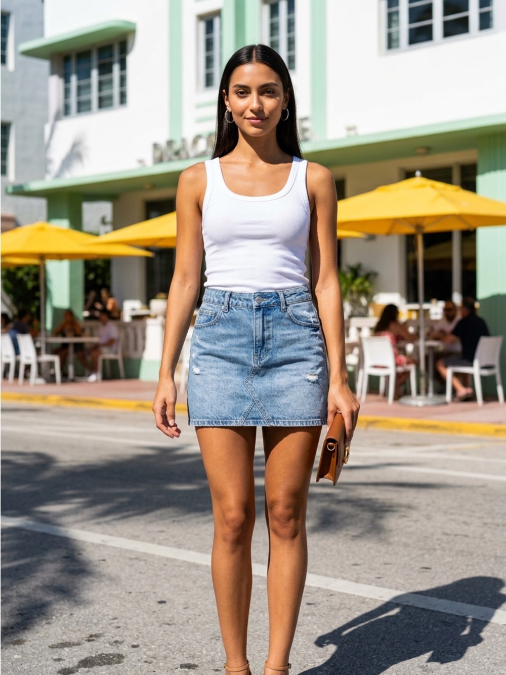 Rewash Light Blue Denim Mini Skirt - Women's Casual A-Line